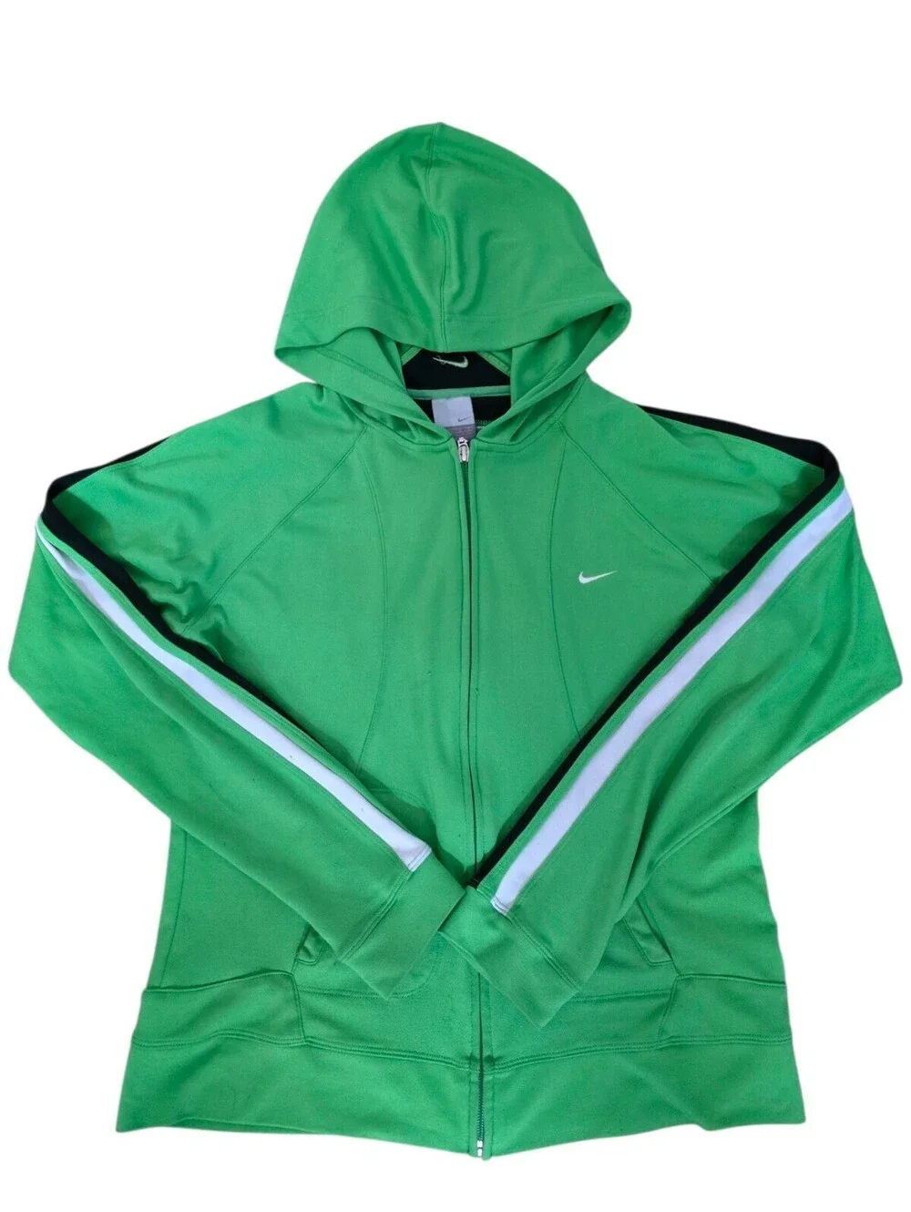 Nike Y2K Green Track Jacket Hoodie Full Zip Large Retro Athletic Sportswear